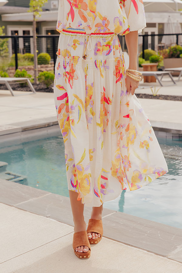 Vineyard Brunch High Waist Midi Skirt