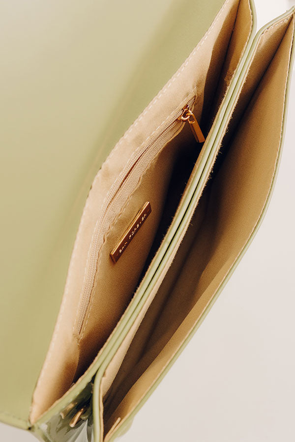 Evening Out Patent Clutch in Sage Image - 4