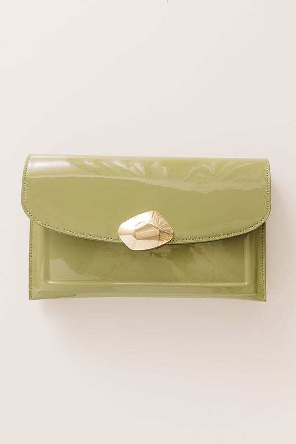 Evening Out Patent Clutch in Sage Image - 2