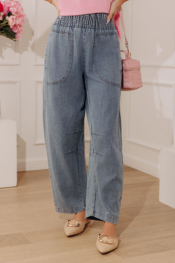 The Solenne High Waist Chambray Barrel Leg Pants Image - 3