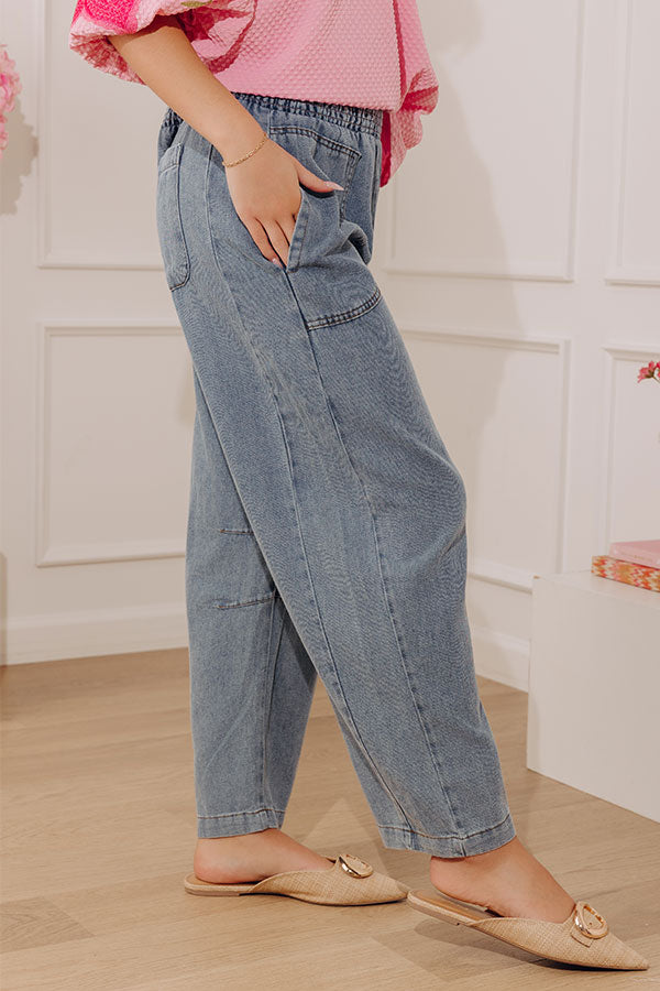 The Solenne High Waist Chambray Barrel Leg Pants Image - 4