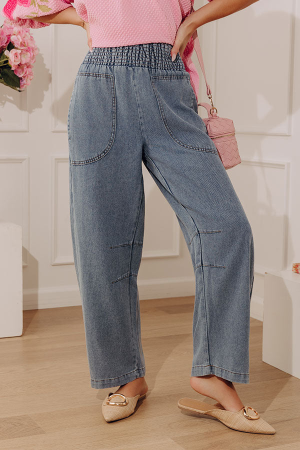 The Solenne High Waist Chambray Barrel Leg Pants Image - 1