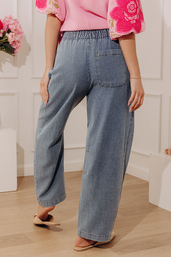 The Solenne High Waist Chambray Barrel Leg Pants Image - 5