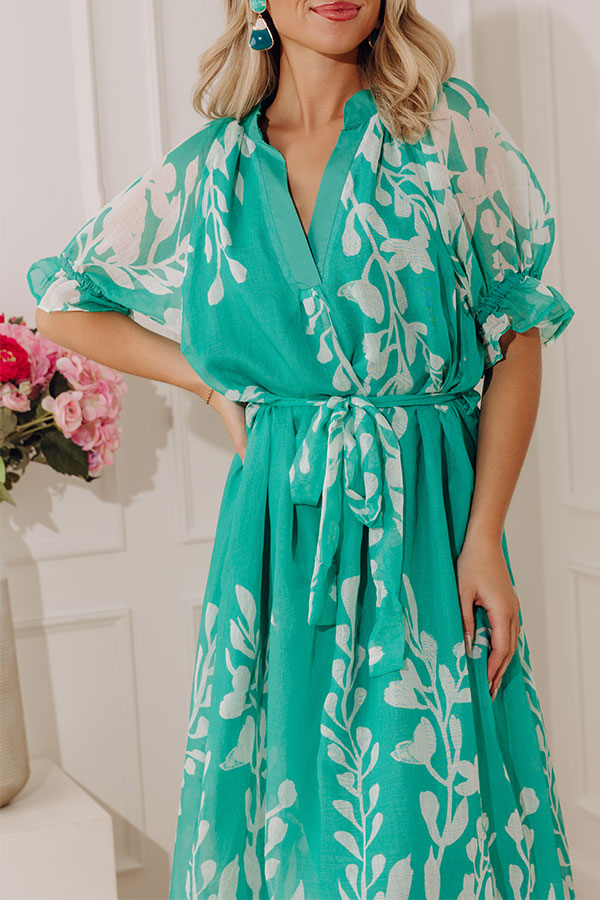 Whispering Blooms Midi Dress in Jade Image - 2