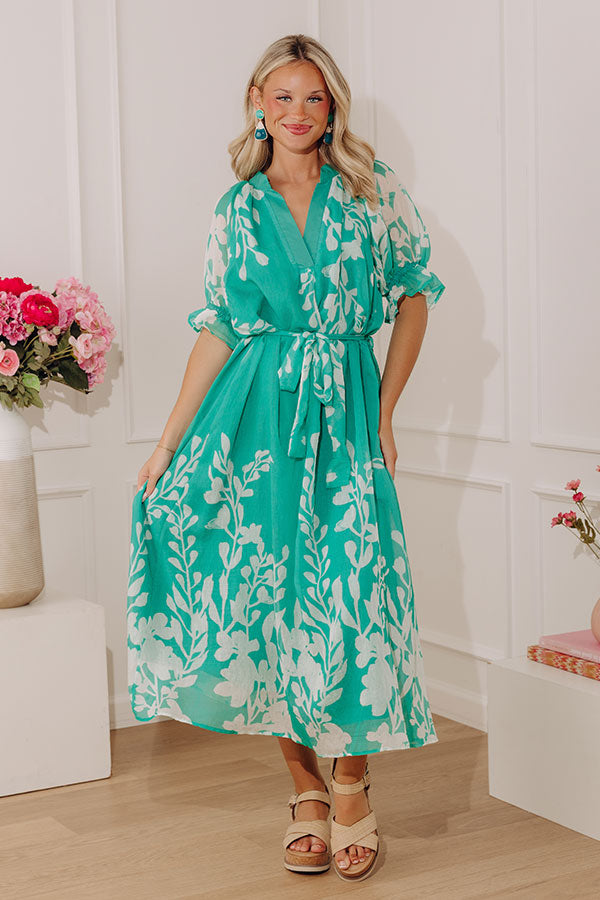 Whispering Blooms Midi Dress in Jade Image - 3