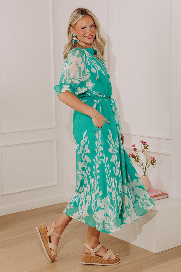 Whispering Blooms Midi Dress in Jade Image - 5