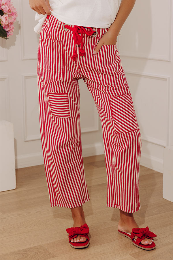 The Sylvie Midrise Stripe Barrel Leg Jean Image - 1