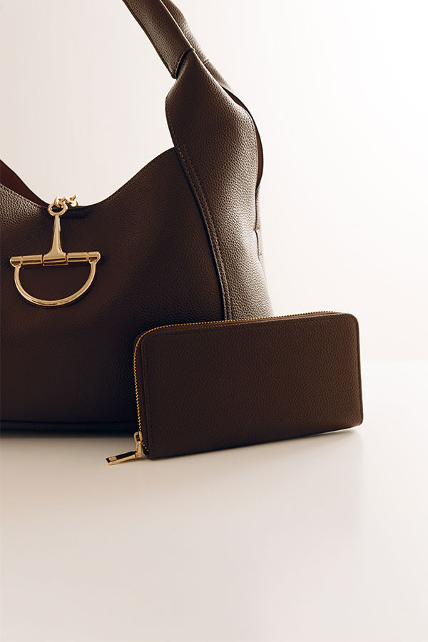 Penthouse Views Faux Leather Large Tote in Chestnut Image - 3