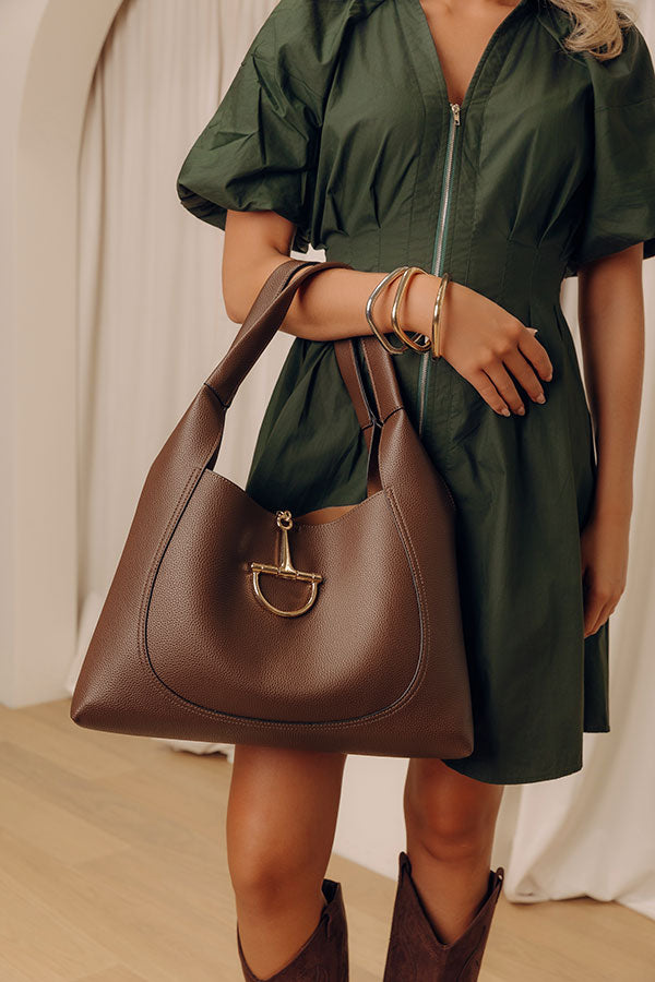 Penthouse Views Faux Leather Large Tote in Chestnut