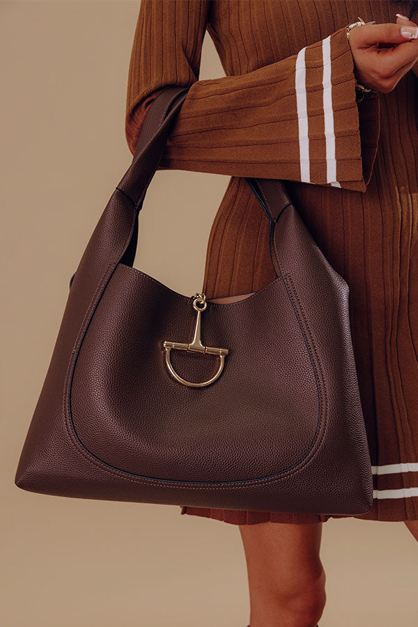 Penthouse Views Faux Leather Large Tote in Chestnut