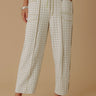 The Callie High Waist Checkered Barrel Leg Pants in Light Sage Image - 1