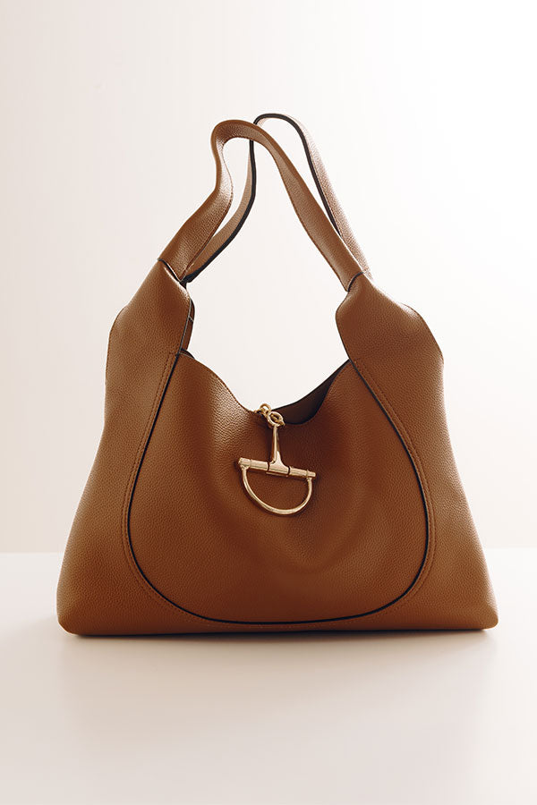 Penthouse Views Faux Leather Large Tote in Camel