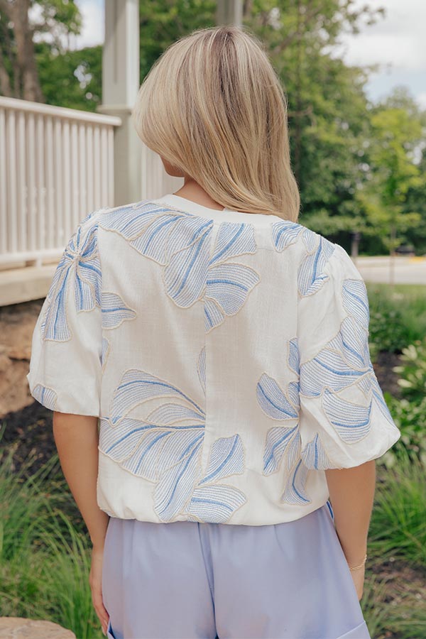 Mediterranean Mood Floral Embroidered Top in White Image - 4