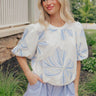 Mediterranean Mood Floral Embroidered Top in White Image - 1