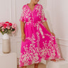 Whispering Blooms Midi Dress in Hot Pink Curves Image - 1