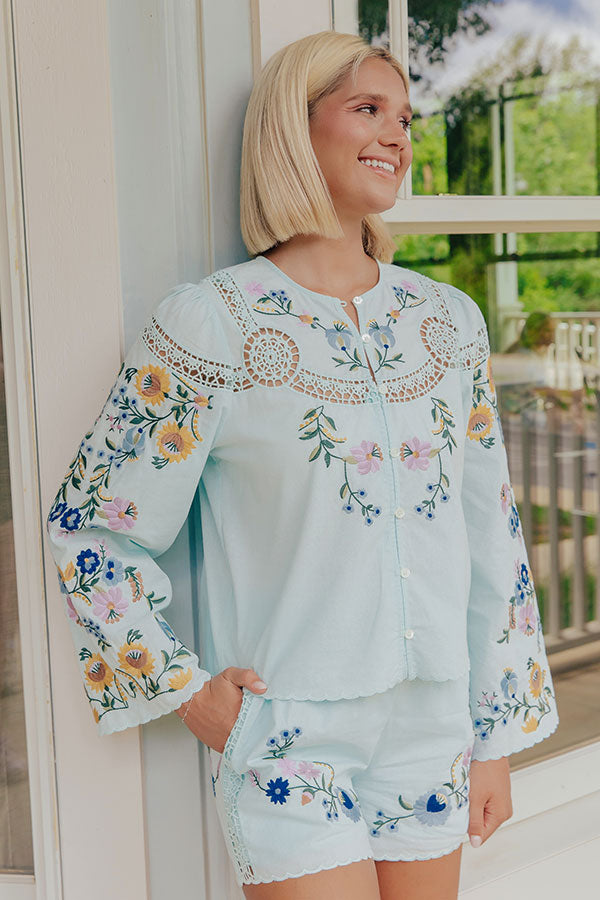 Blooming Meadow Embroidered Button Up Top Image - 2