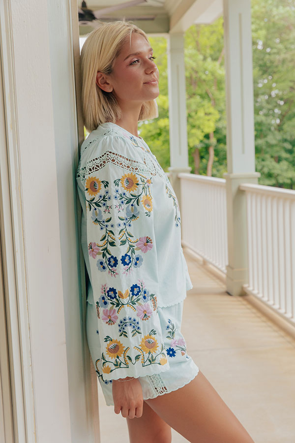 Blooming Meadow Embroidered Button Up Top Image - 3
