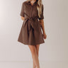 Casual Moments Front Tie Mini Dress in Brown Image - 1