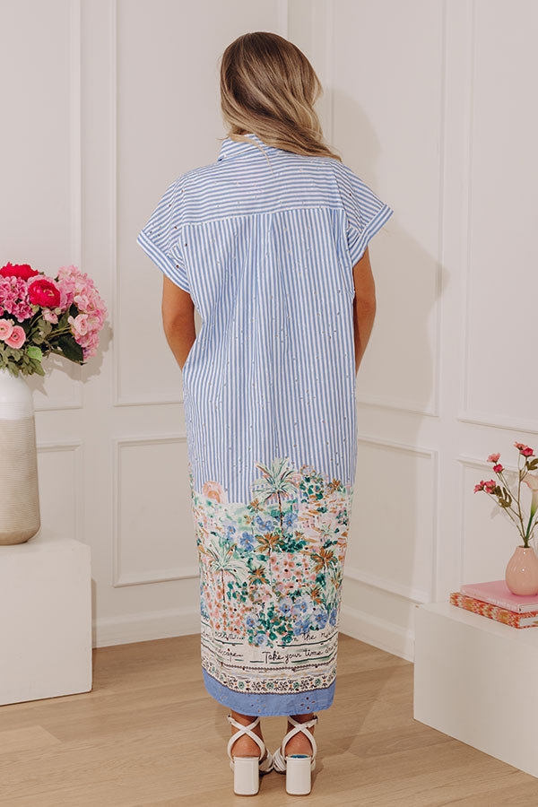 Riviera Views Eyelet Button Down Midi Dress Image - 5