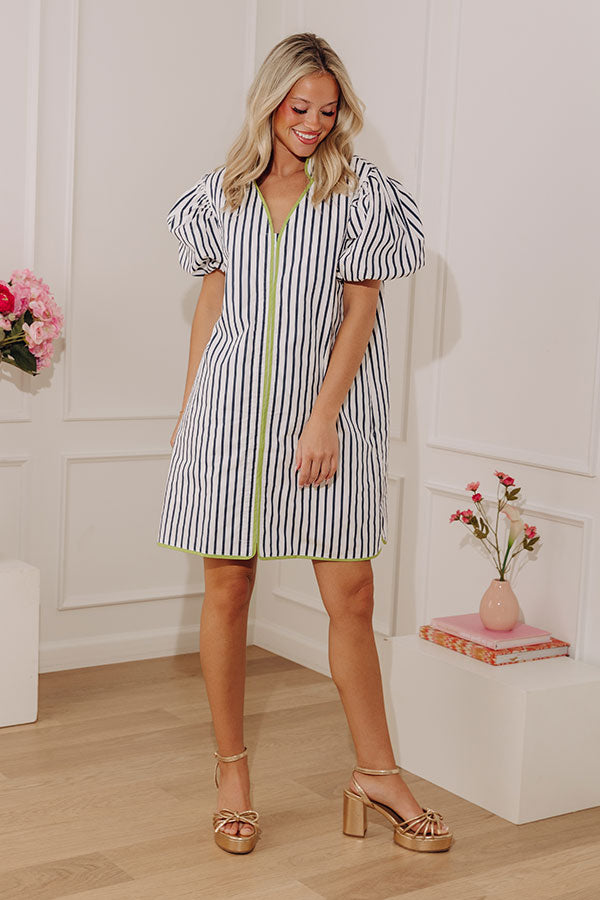 Seaside Chic Stripe Mini Dress in Navy Image - 3