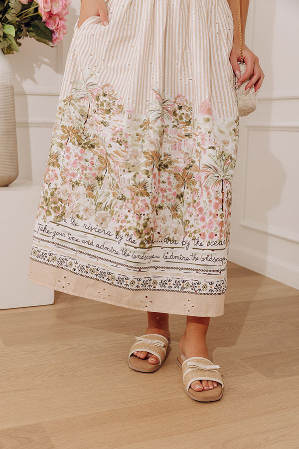 On The Riviera Stripe Eyelet Midi Dress Image - 3