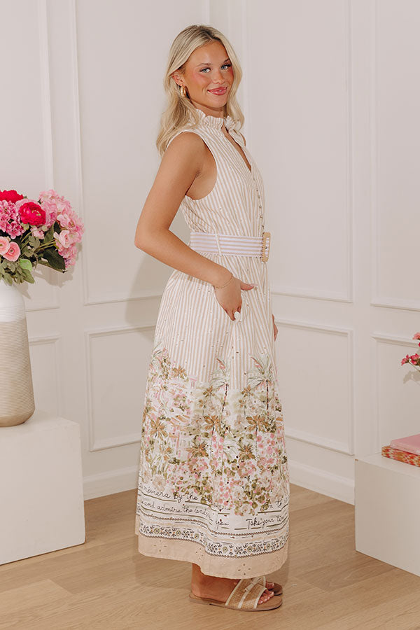 On The Riviera Stripe Eyelet Midi Dress Image - 5