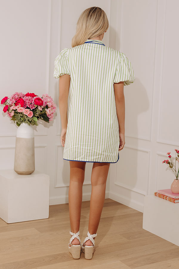 Seaside Chic Stripe Mini Dress in Lime Image - 4