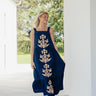 St. Tropez Garden Embroidered Midi Dress in Navy Image - 1