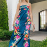 Pomegranate Paradise Floral Satin Maxi Dress Image - 1