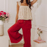 The Odette High Waist Gauze Wide Leg Pants in Brick Red Image - 1