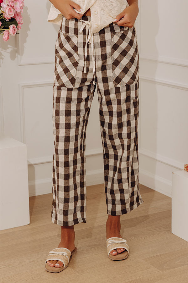 The Sammy High Waist Gingham Barrel Leg Pants