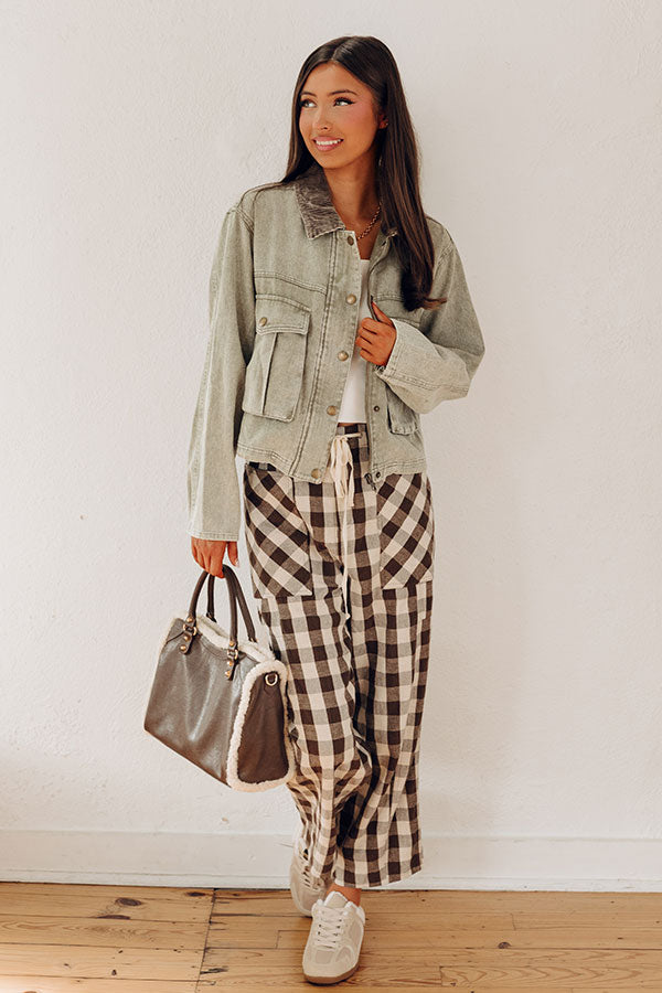 The Sammy High Waist Gingham Barrel Leg Pants Image - 1