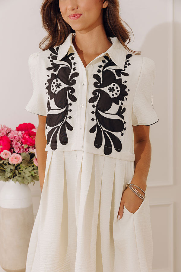 Chantilly Charm Embroidered Mini Dress in Cream Image - 2