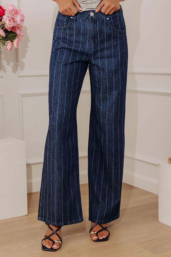 RISEN Calla Midrise Stripe Wide Leg Jean