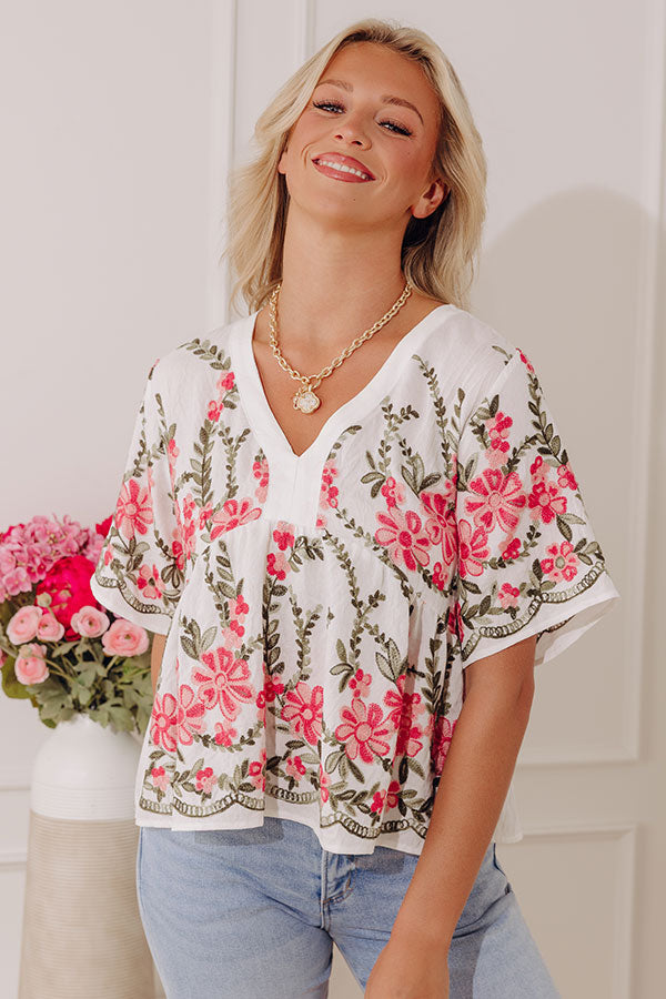 Courtyard Bloom Embroidered Top