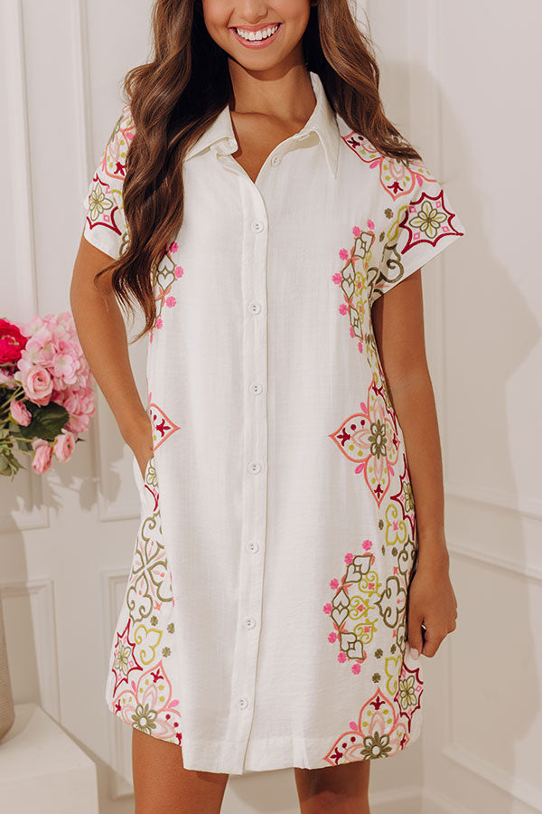Villa Weekend Floral Embroidered Mini Dress Image - 2
