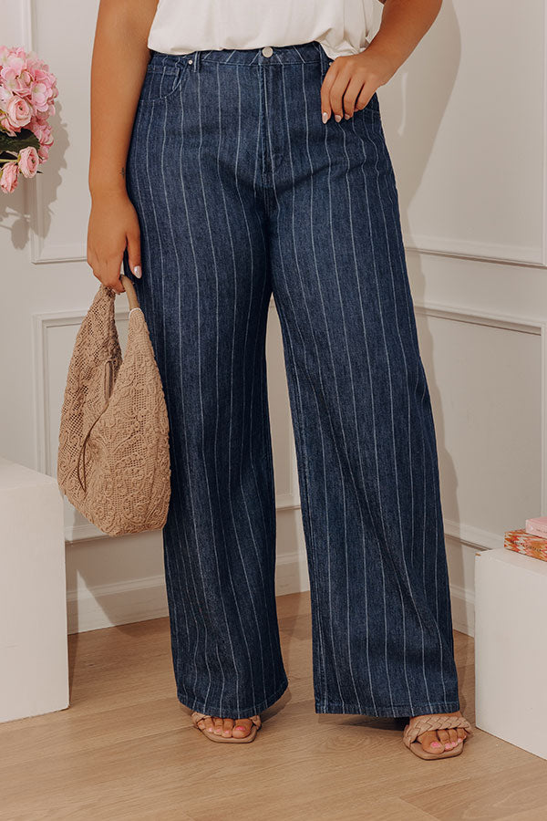 RISEN Calla Midrise Stripe Wide Leg Jean Curves Image - 2