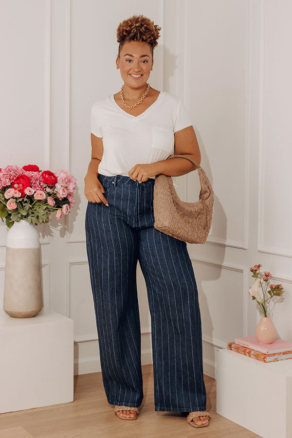 RISEN Calla Midrise Stripe Wide Leg Jean Curves Image - 1