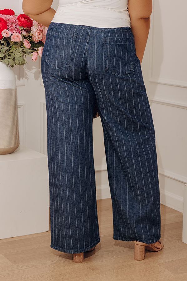 RISEN Calla Midrise Stripe Wide Leg Jean Curves Image - 4