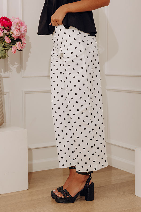 The Sophie High Waist Barrel Leg Polka Dot Pants in White Image - 4