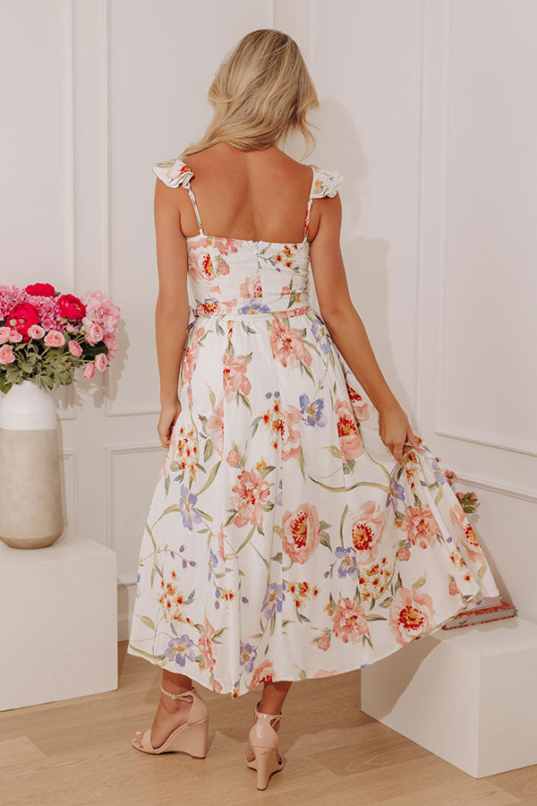 Forever in Bloom Linen-Blend Midi Dress Image - 5