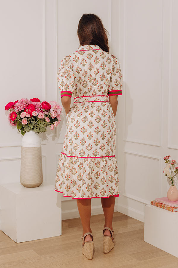 Brunch Plans Floral Button Down Midi Dress Image - 4
