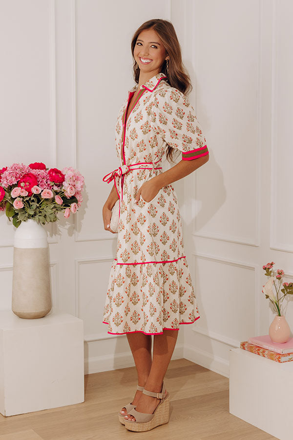 Brunch Plans Floral Button Down Midi Dress XS / French Vanilla