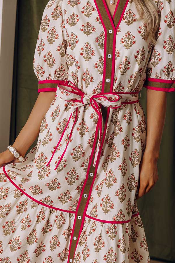 Brunch Plans Floral Button Down Midi Dress Image - 2
