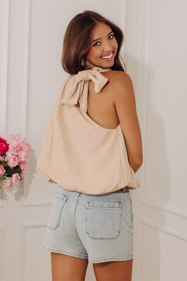 Rooftop Views Balloon Hem Top in Oatmeal Image - 4