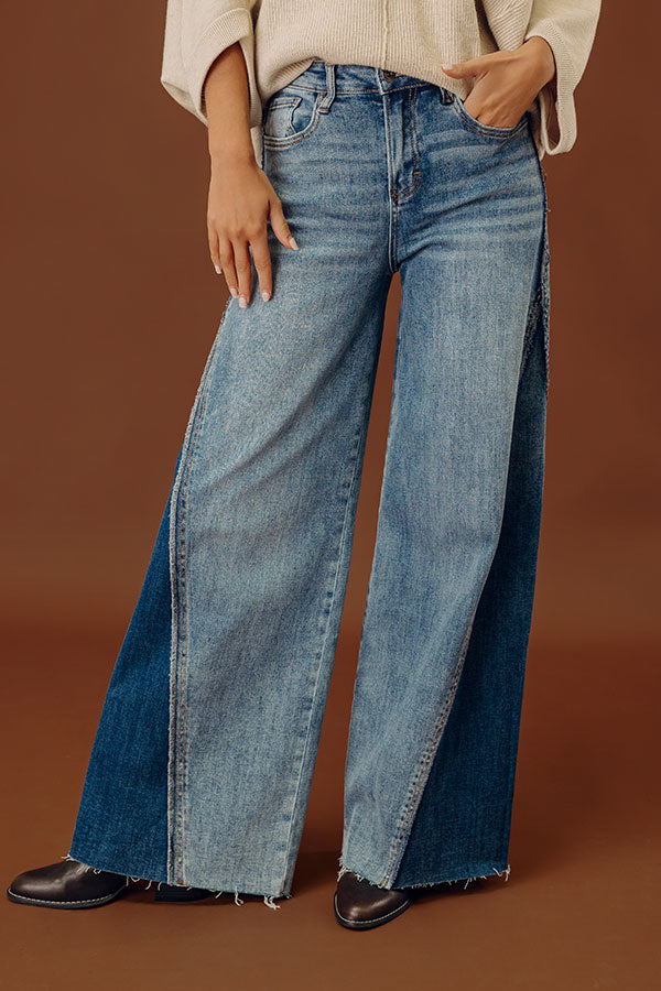 MICA Dakota High Waist 2-Tone Wide Leg Jean Image - 2