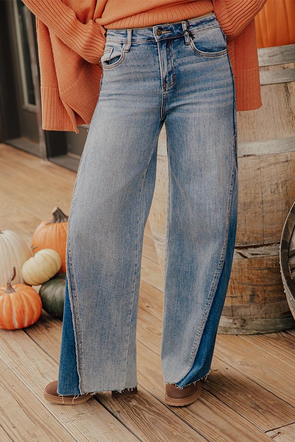 MICA Dakota High Waist 2-Tone Wide Leg Jean Image - 2