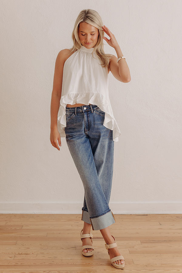 Happy Place Ruffle Top in White Image - 2