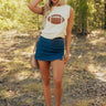 First Date Chic High Waist Denim Skort in Dark Wash Image - 1