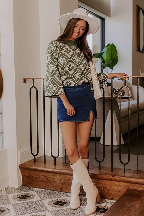 First Date Chic High Waist Denim Skort in Dark Wash
